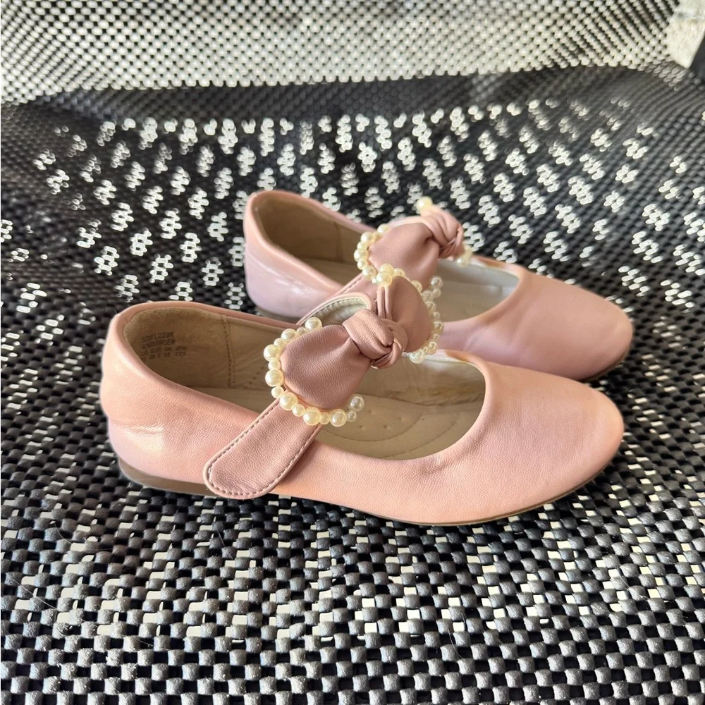 Dream Pairs Blush Pearl Bow Kids Dress Shoes